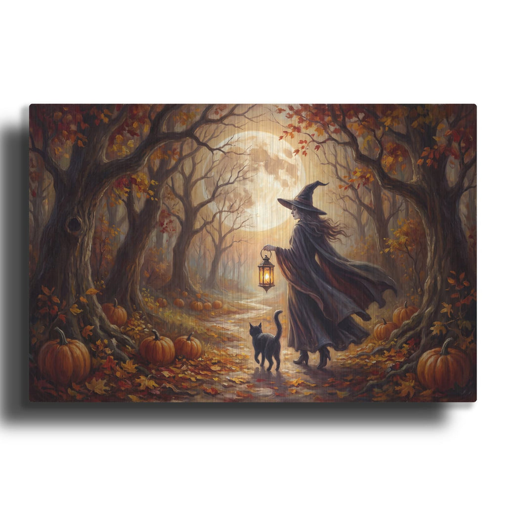 'Halloween Witch Black Cat' by Veve – Metal Wall Art