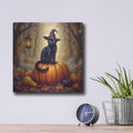 'Halloween Witch Cat and Pumpkin' by Veve – Metal Wall Art, 12x12 room view