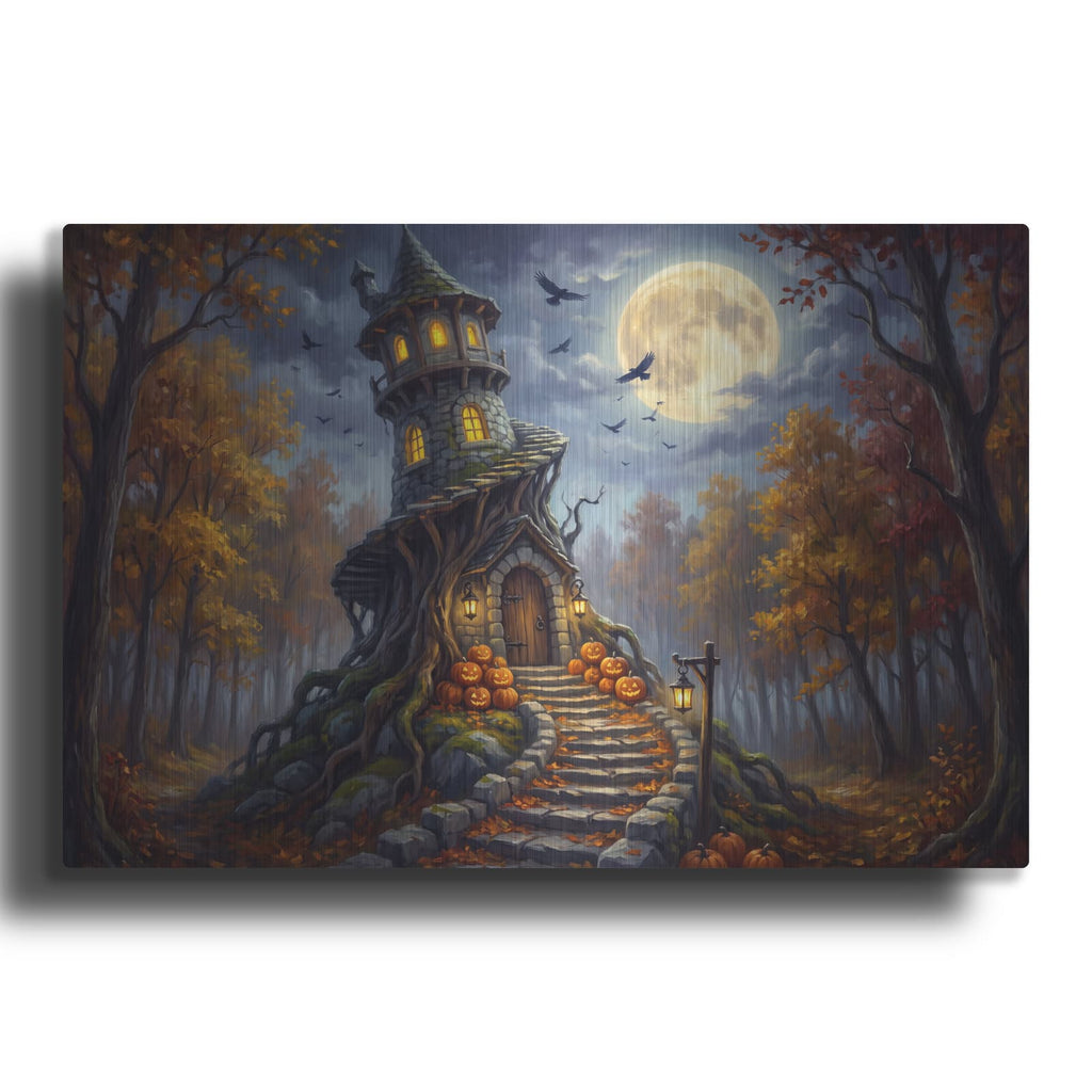 'Halloween Witch Tower' by Veve – Metal Wall Art