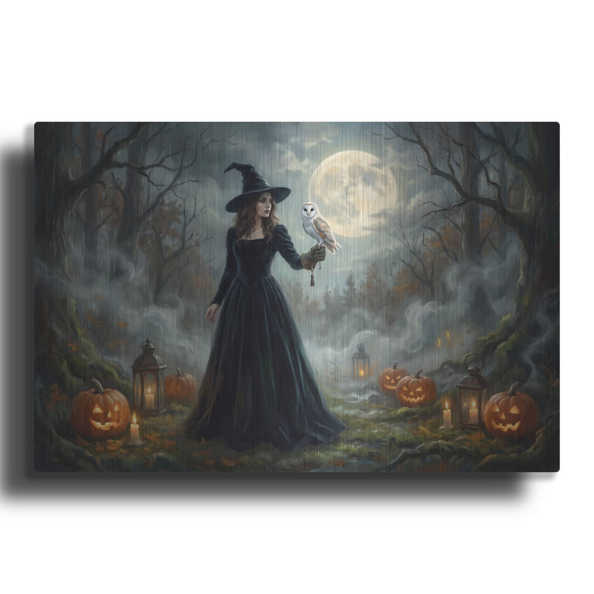 'Halloween Witch with Owl' by Veve – Metal Wall Art