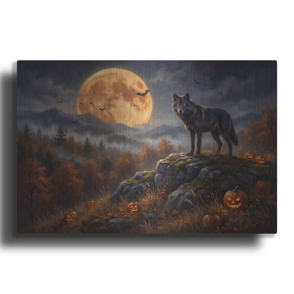 'Halloween Wolf Full Moon' by Veve – Metal Wall Art