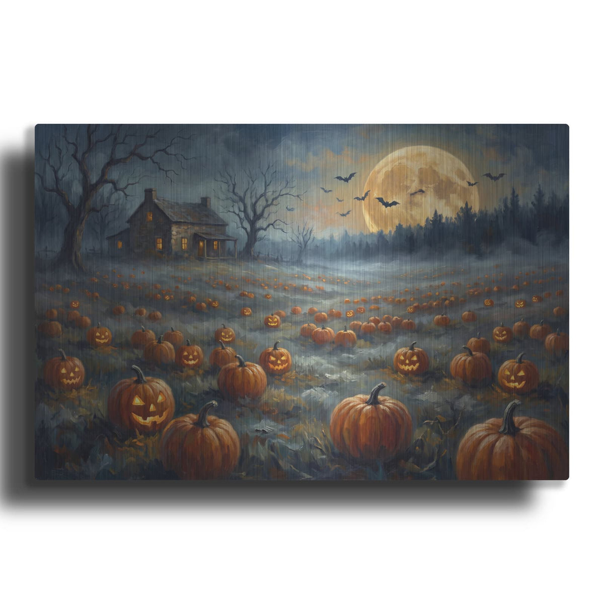 'Halloween-Moonlit Pumpkin- Field' by Veve – Metal Wall Art