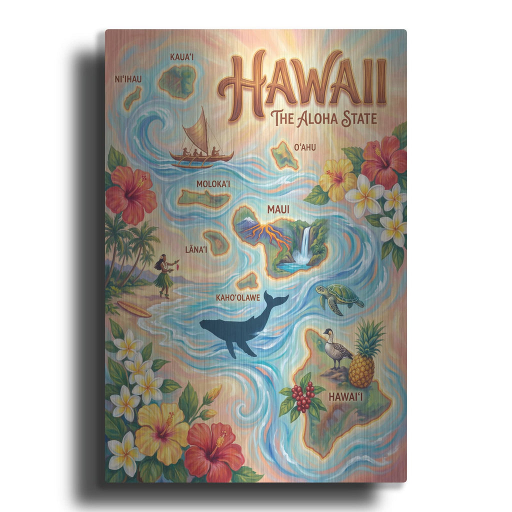 'Hawaii The Aloha State' by Veve – Metal Wall Art
