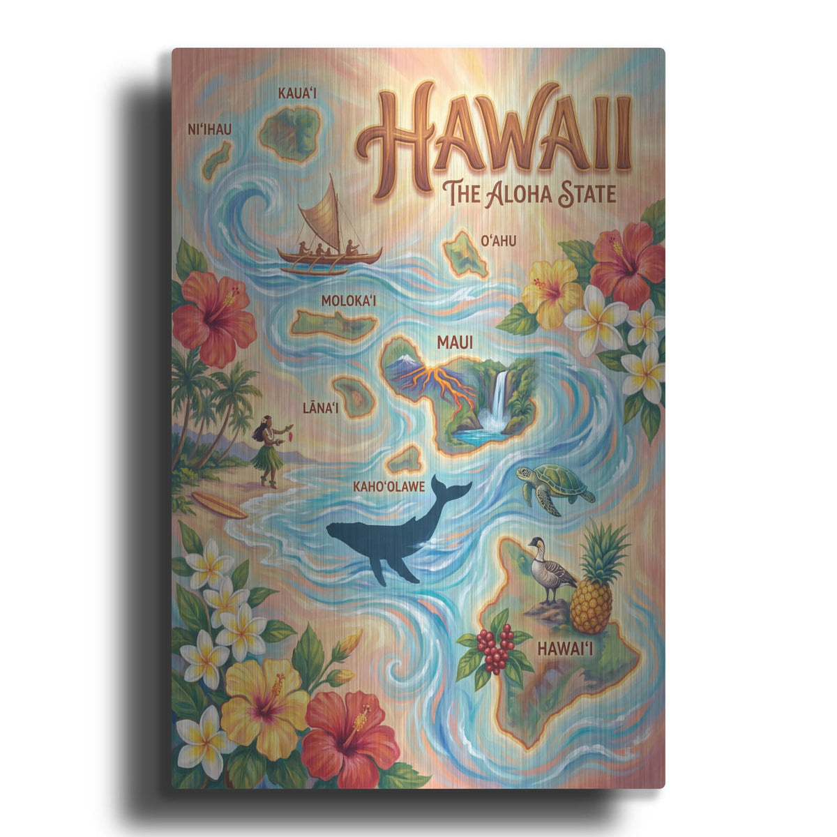 'Hawaii The Aloha State' by Veve – Metal Wall Art