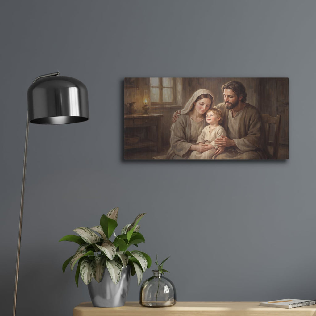 'Holy Family' by Veve – Metal Wall Art, 24x12 room view