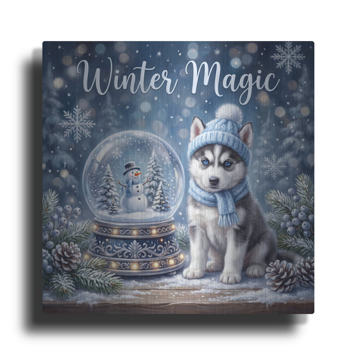 'Husky Winter Magic' by Veve – Metal Wall Art
