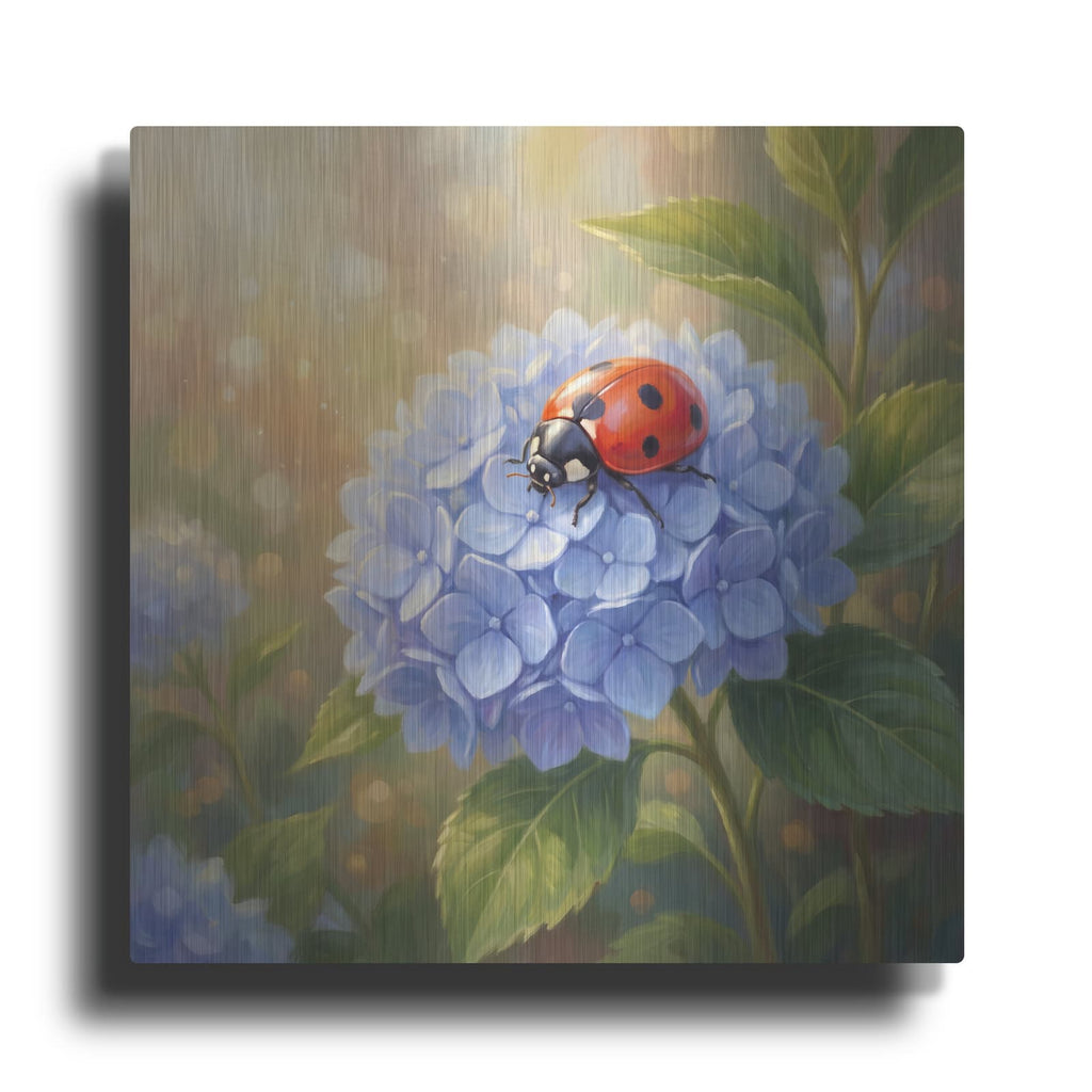'Hydrangea and Ladybug' by Veve – Metal Wall Art