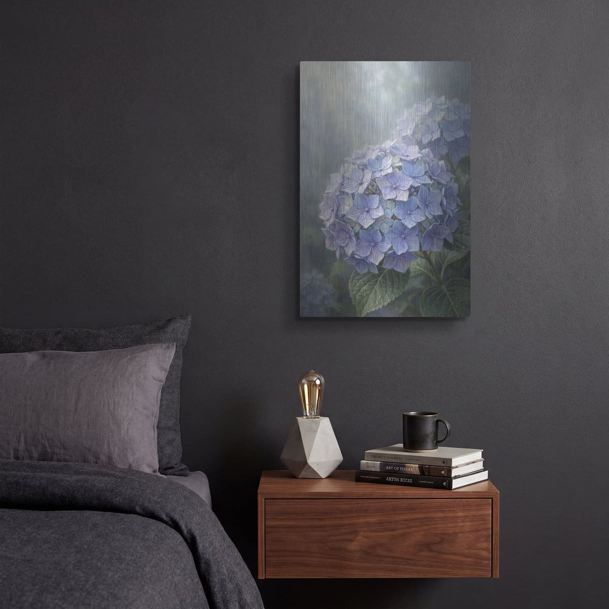 'Hydrangea Haze' by Veve – Metal Wall Art, 12x16 room view