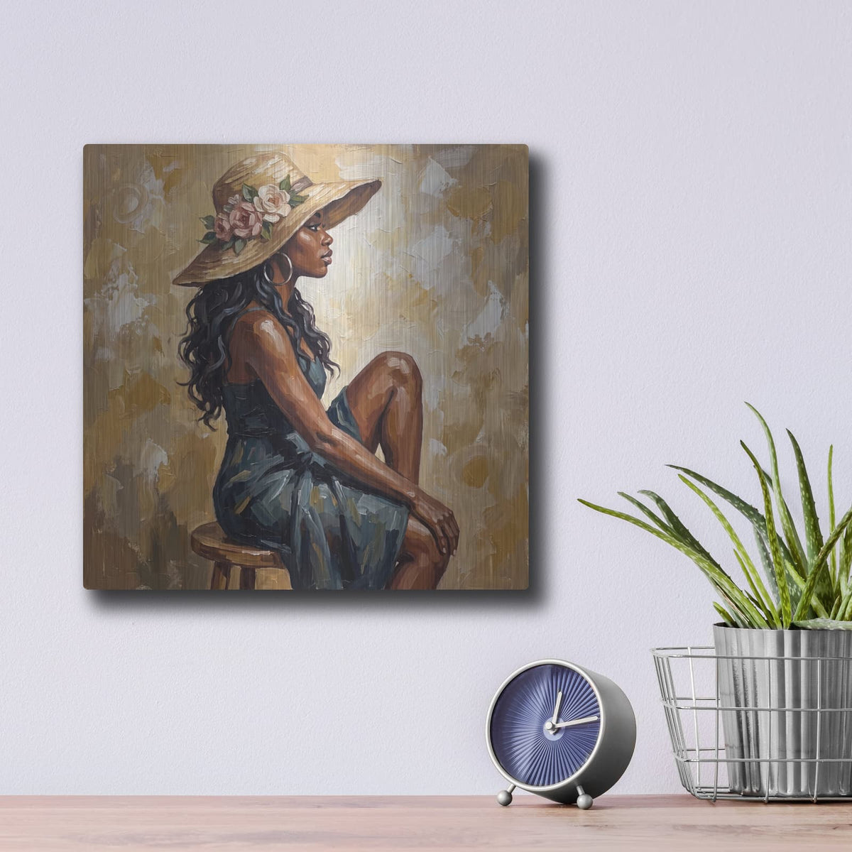 'I Am Enough - Afro Soul' by Veve – Metal Wall Art, 12x12 room view