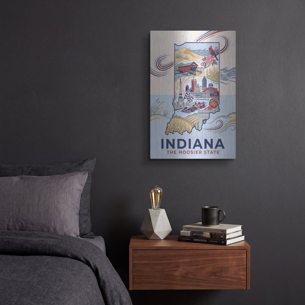 'Indiana The Hoosier State I' by Veve – Metal Wall Art, 12x16 room view