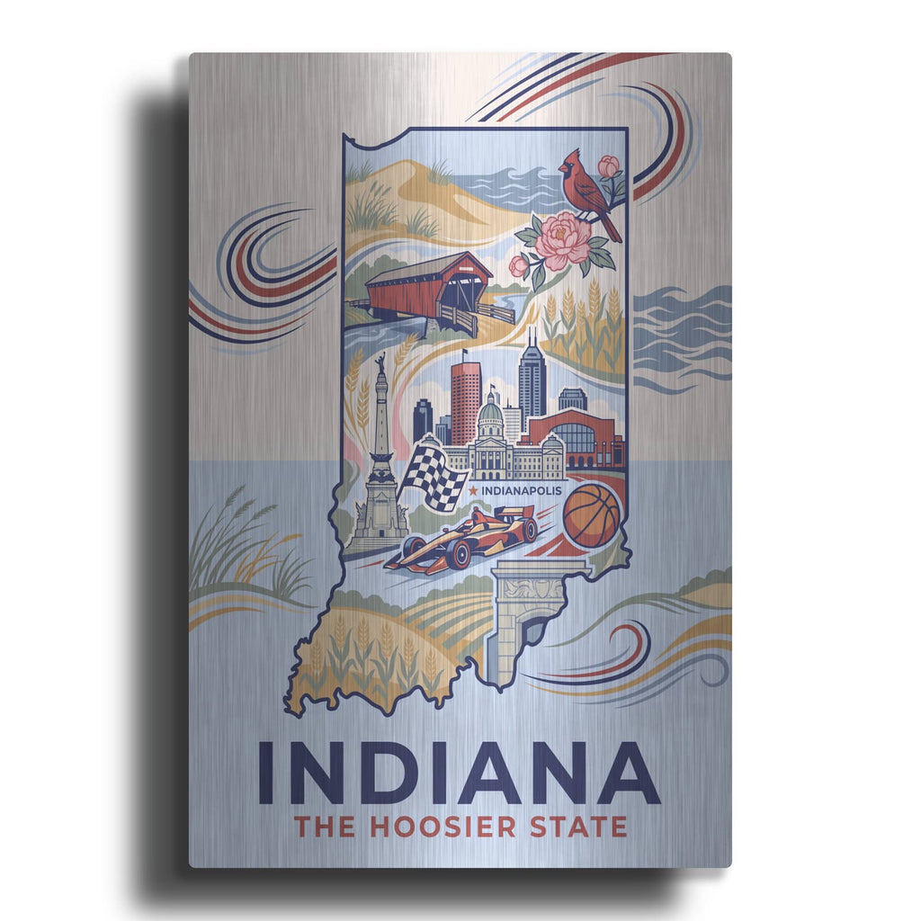 'Indiana The Hoosier State I' by Veve – Metal Wall Art