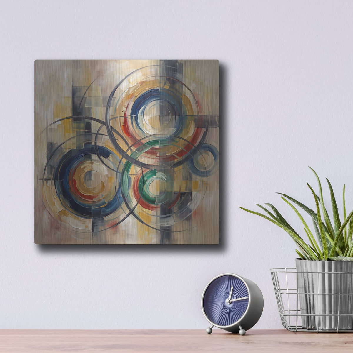 'Interwoven Orbits - Abstract Harmony' by Veve – Metal Wall Art, 12x12 room view