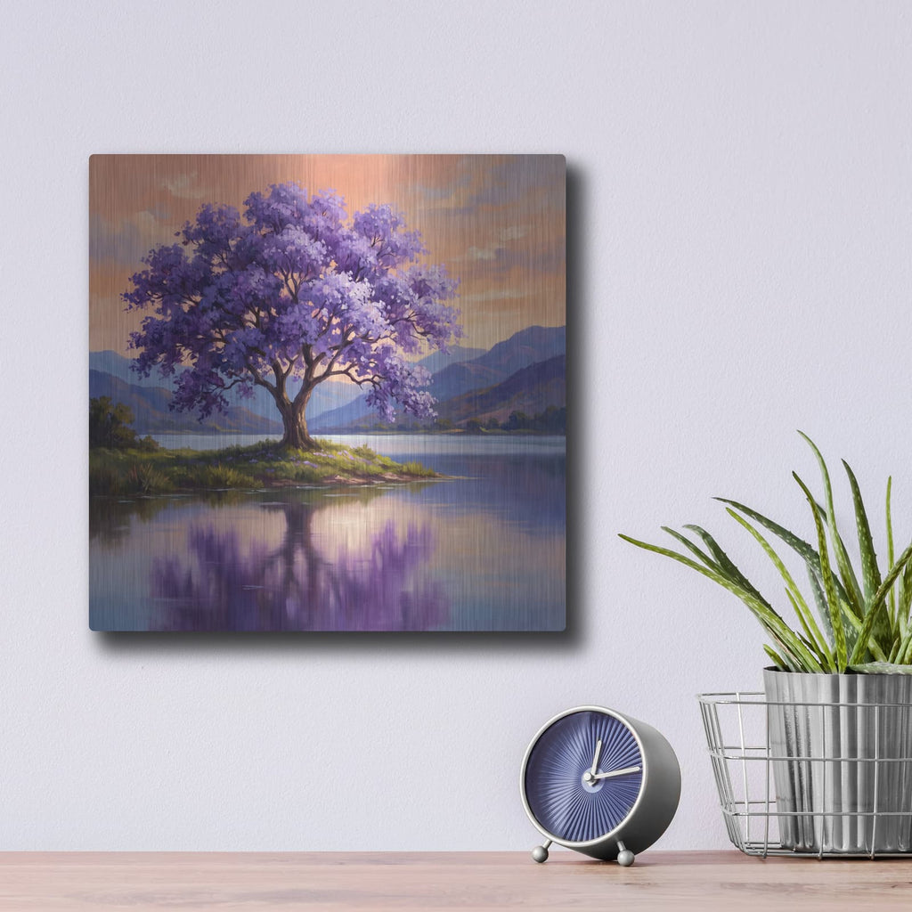'Jacaranda Dreams' by Veve – Metal Wall Art, 12x12 room view