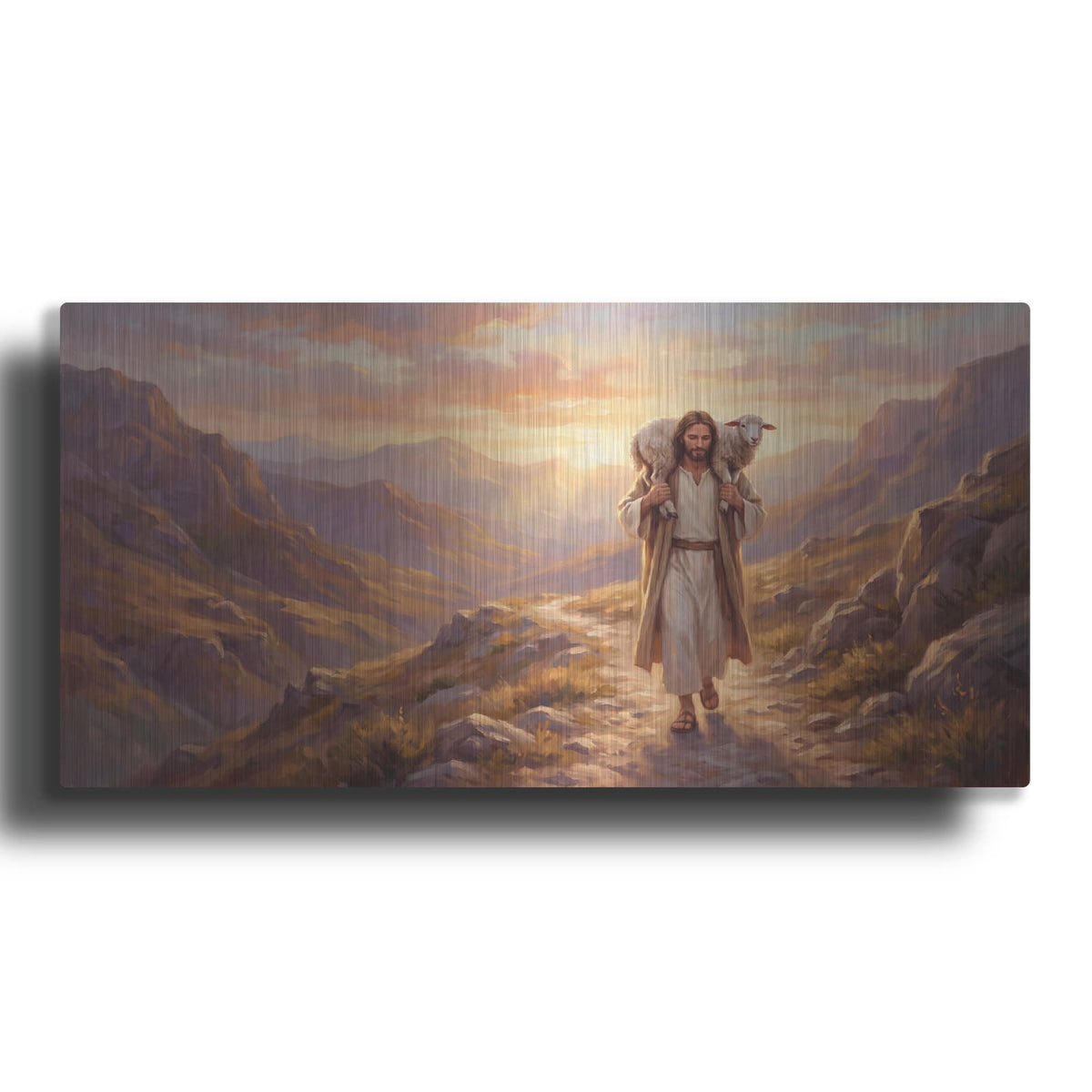 'Jesus and Lost Sheep' by Veve – Metal Wall Art