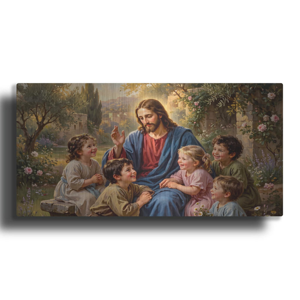 'Jesus Blessing Children' by Veve – Metal Wall Art