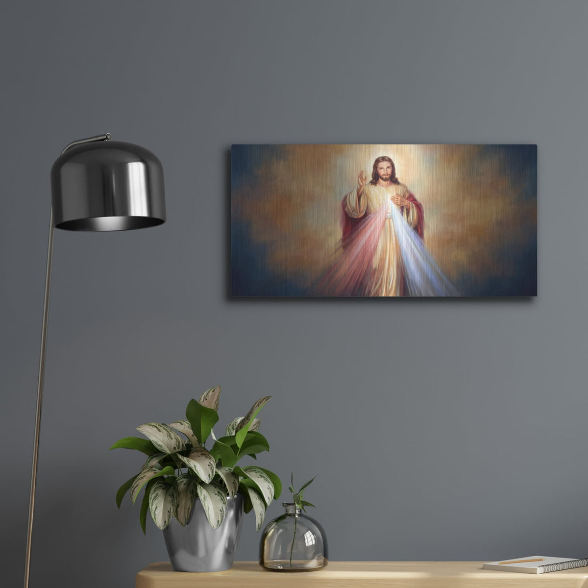 'Jesus Divine Mercy' by Veve – Metal Wall Art, 24x12 room view