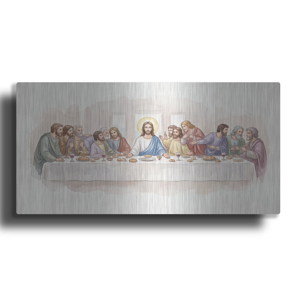 'Jesus Last Supper Watercolor' by Veve – Metal Wall Art