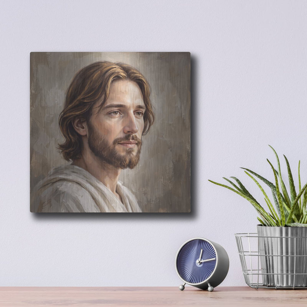 'Jesus Portrait III' by Veve – Metal Wall Art, 12x12 room view
