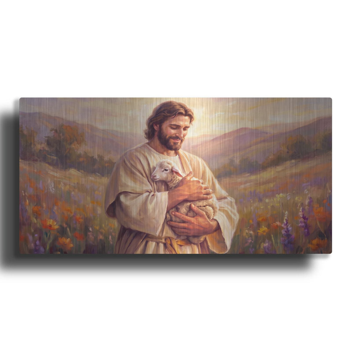 'Jesus with Lamb' by Veve – Metal Wall Art