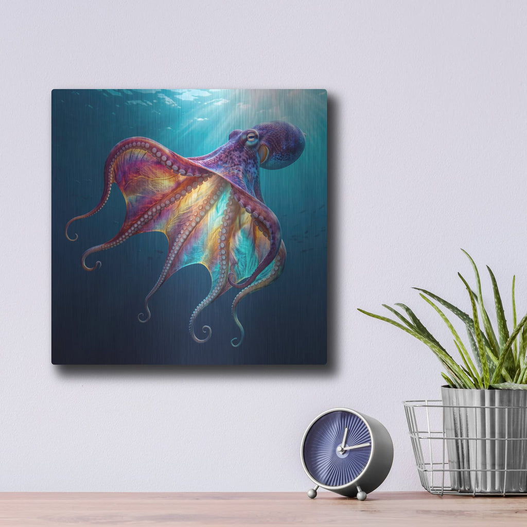 'Jewel Toned Blanket Octopus I' by Veve – Metal Wall Art, 12x12 room view