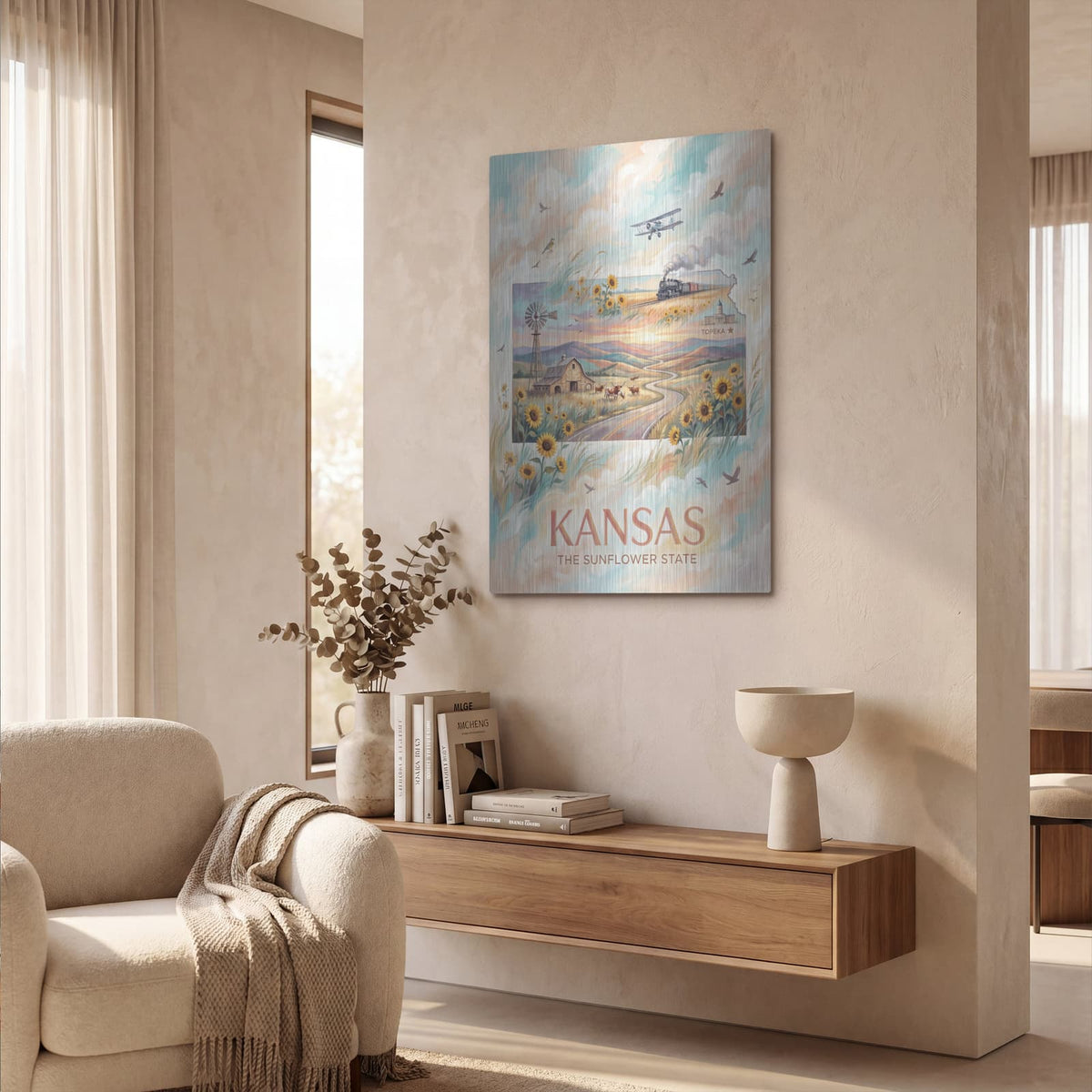 'Kansas The Sunflower State II' by Veve – Metal Wall Art, 24x36 room view