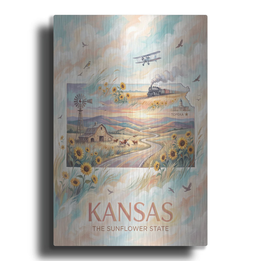 'Kansas The Sunflower State II' by Veve – Metal Wall Art