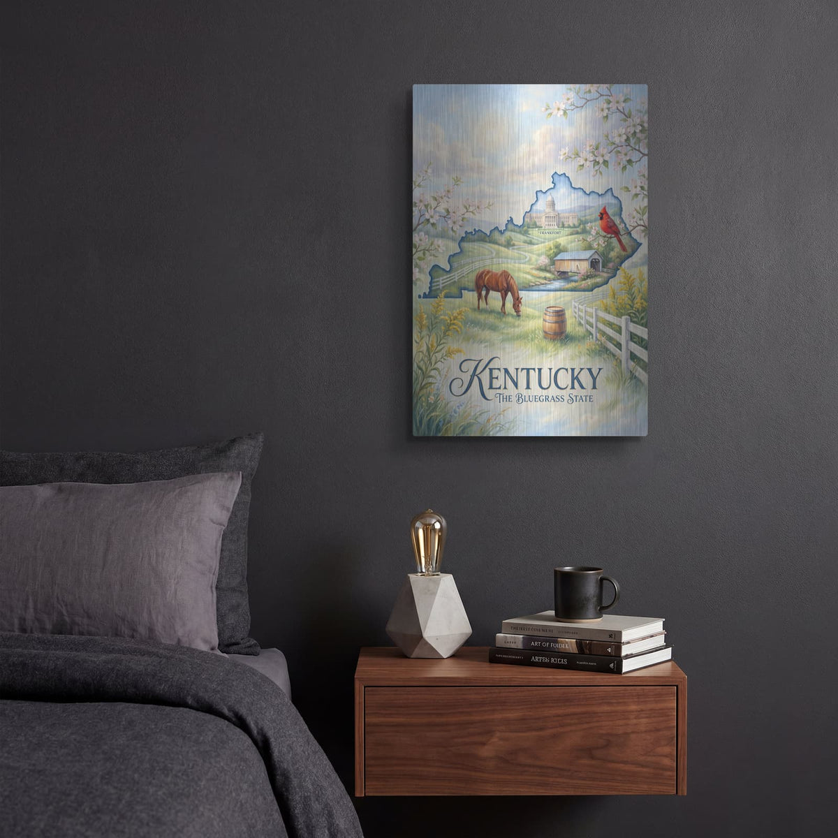 'Kentucky The Bluegrass State II' by Veve – Metal Wall Art, 12x16 room view