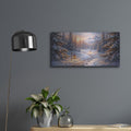 'Lantern Path Through Snowy Forest' by Veve – Metal Wall Art, 24x12 room view