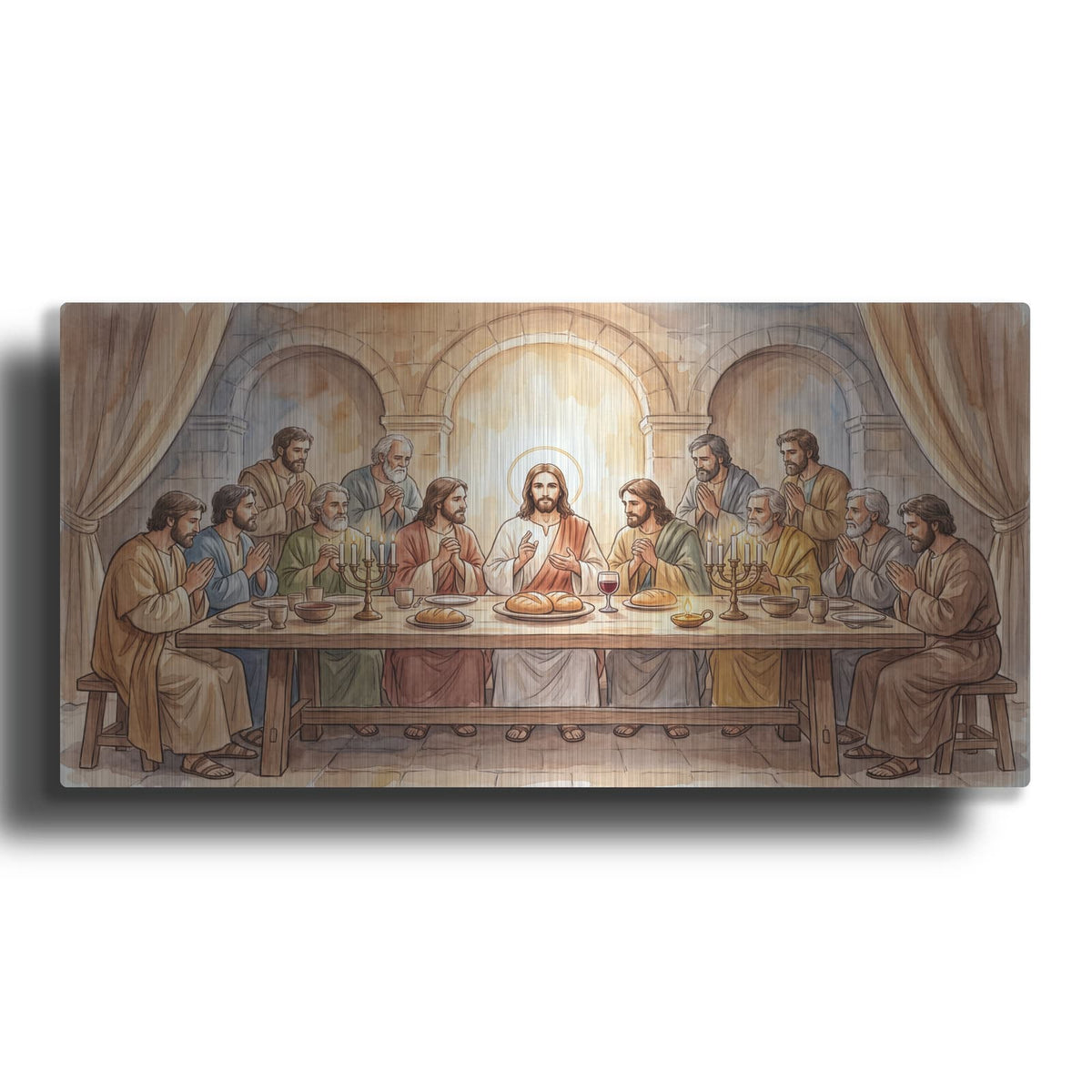 'Last Supper Watercolor I' by Veve – Metal Wall Art