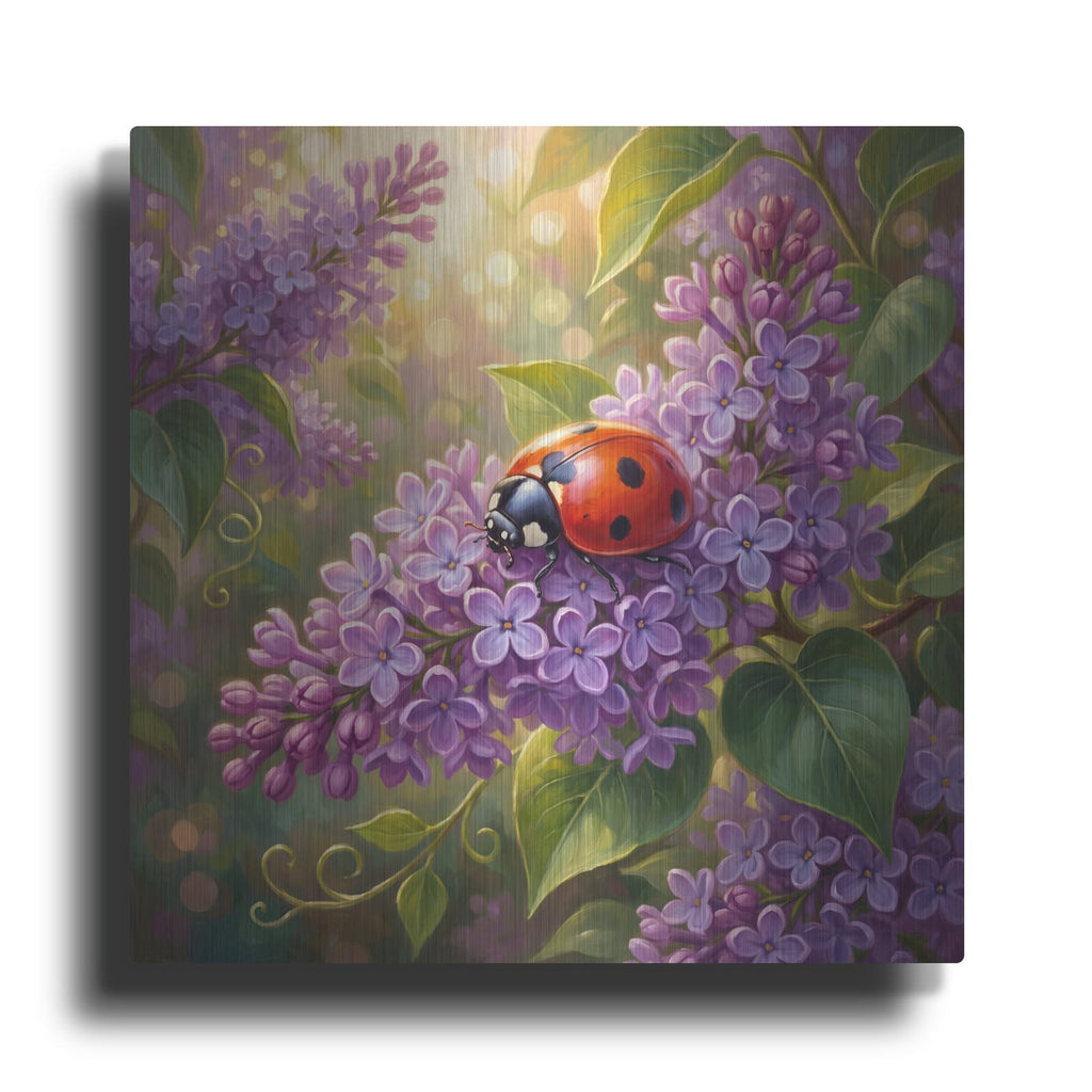'Lilac and Ladybug' by Veve – Metal Wall Art