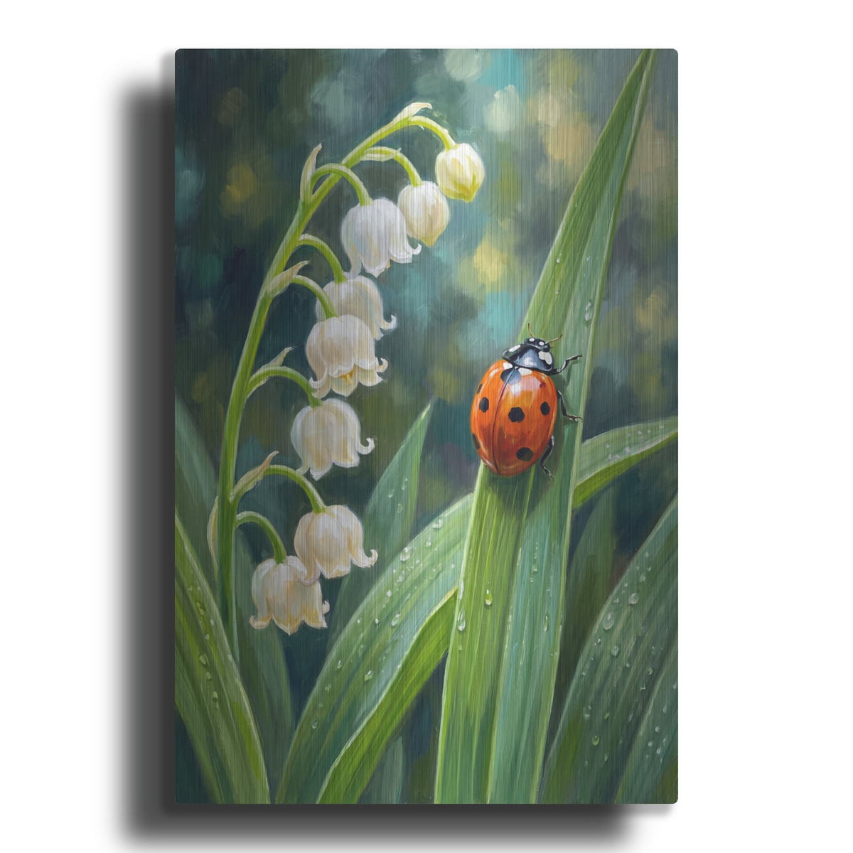 'Lily of the Valley and Ladybug' by Veve – Metal Wall Art