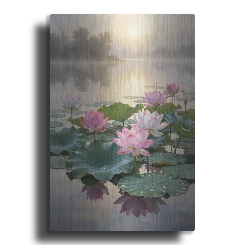 'Lotus Pond Whisper' by Veve – Metal Wall Art