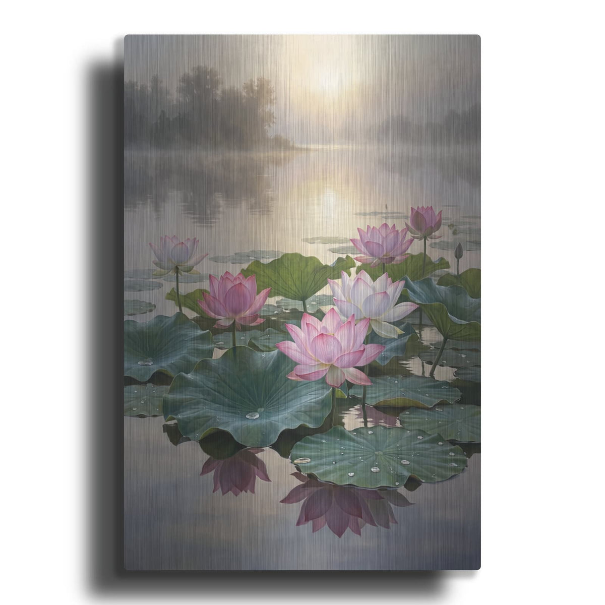 'Lotus Pond Whisper' by Veve – Metal Wall Art