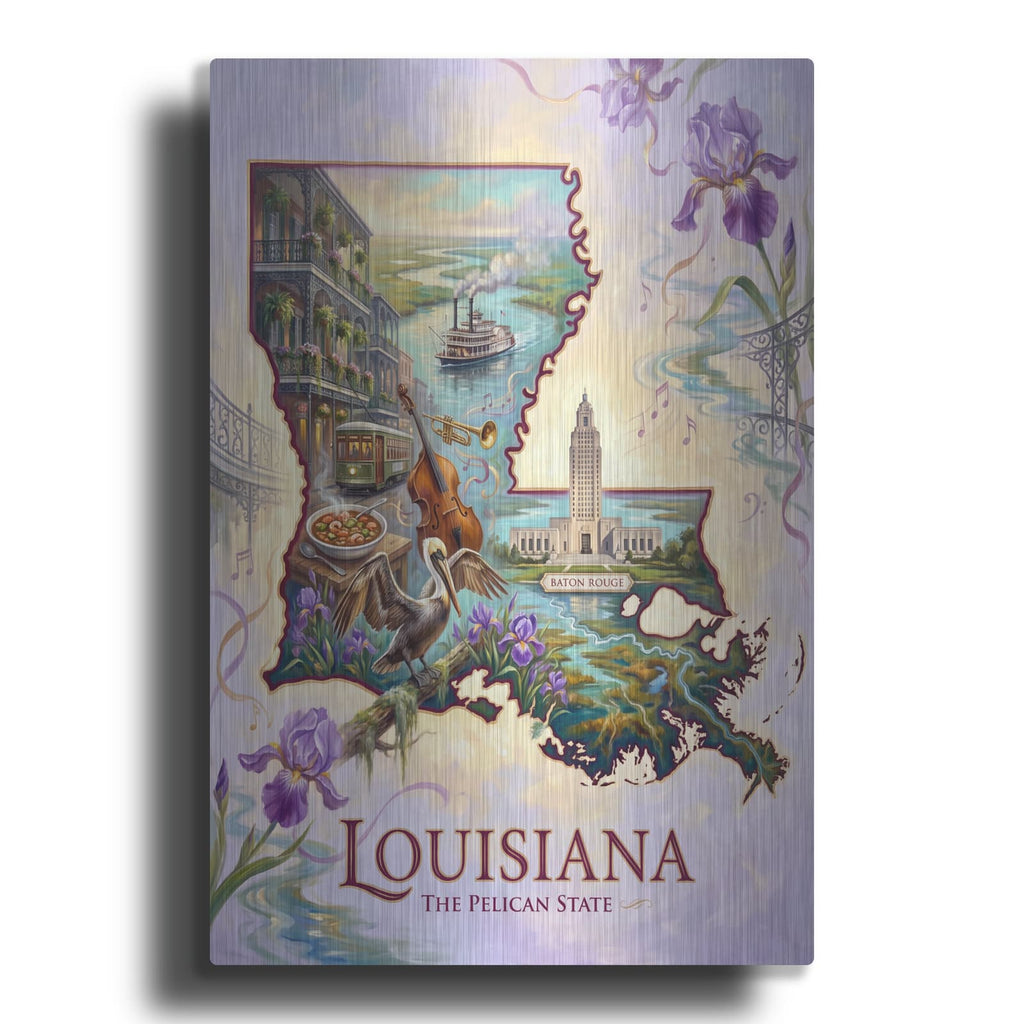 'Louisiana The Pelican State II' by Veve – Metal Wall Art
