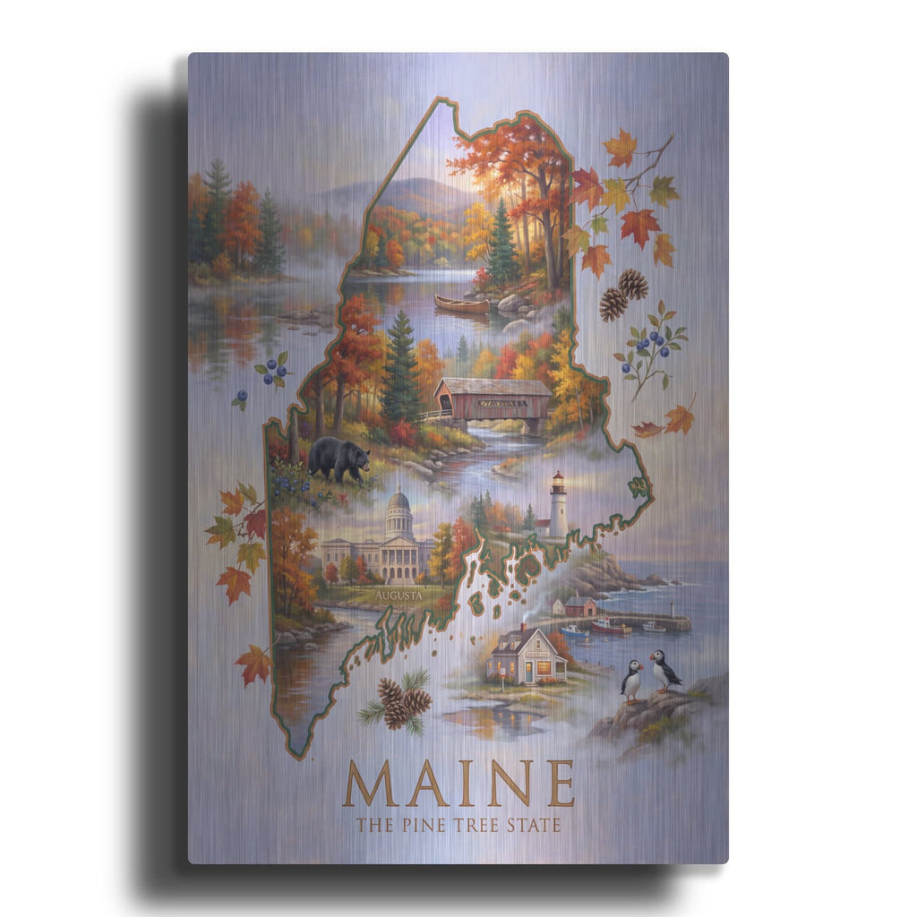 'Maine The Pine Tree State II' by Veve – Metal Wall Art