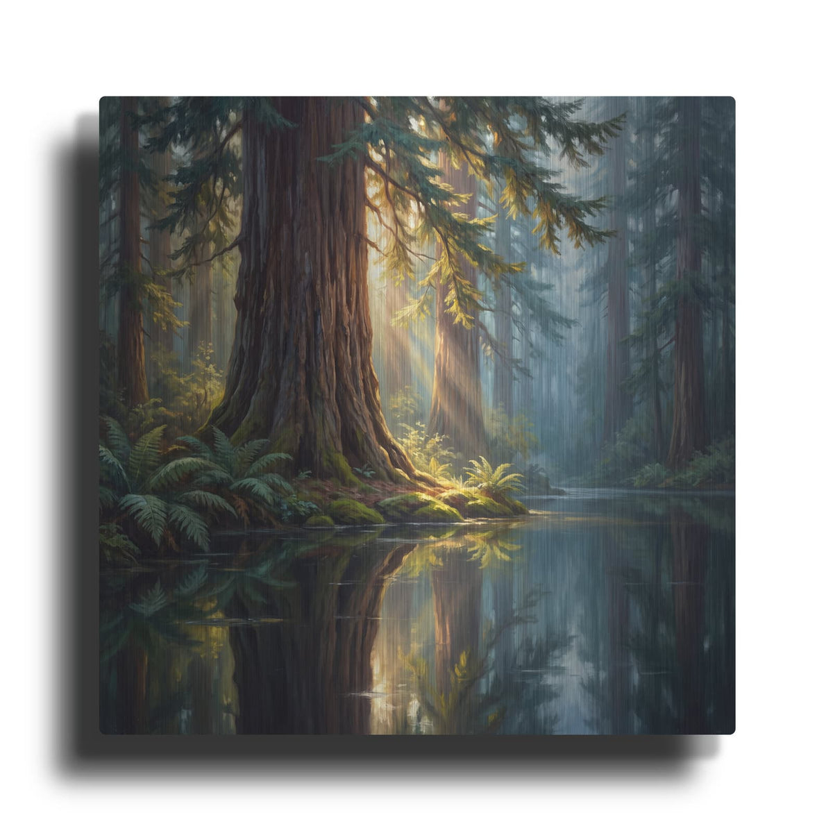 'Majestic Redwood Reflection' by Veve – Metal Wall Art