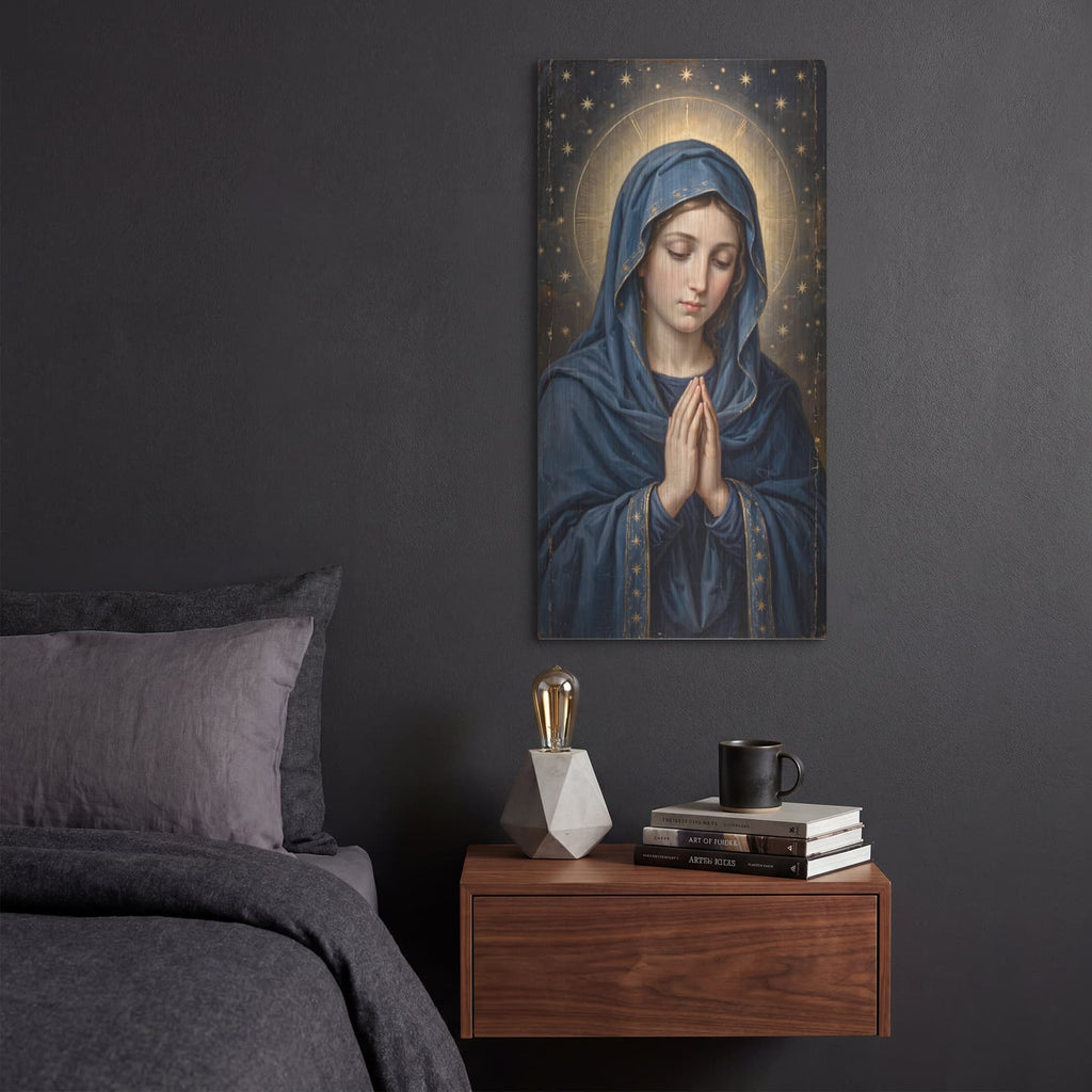 'Mary Prayer' by Veve – Metal Wall Art, 12x24 room view