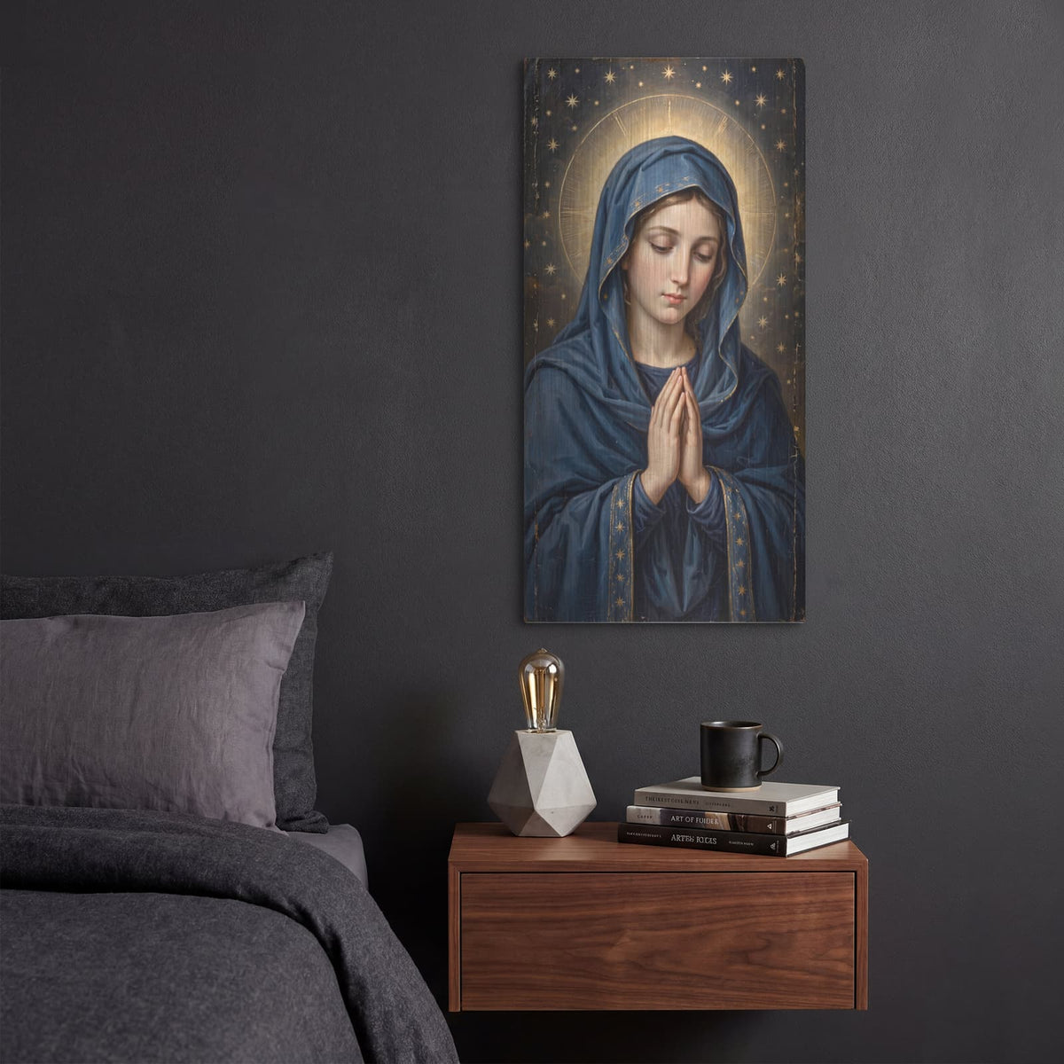 'Mary Prayer' by Veve – Metal Wall Art, 12x24 room view
