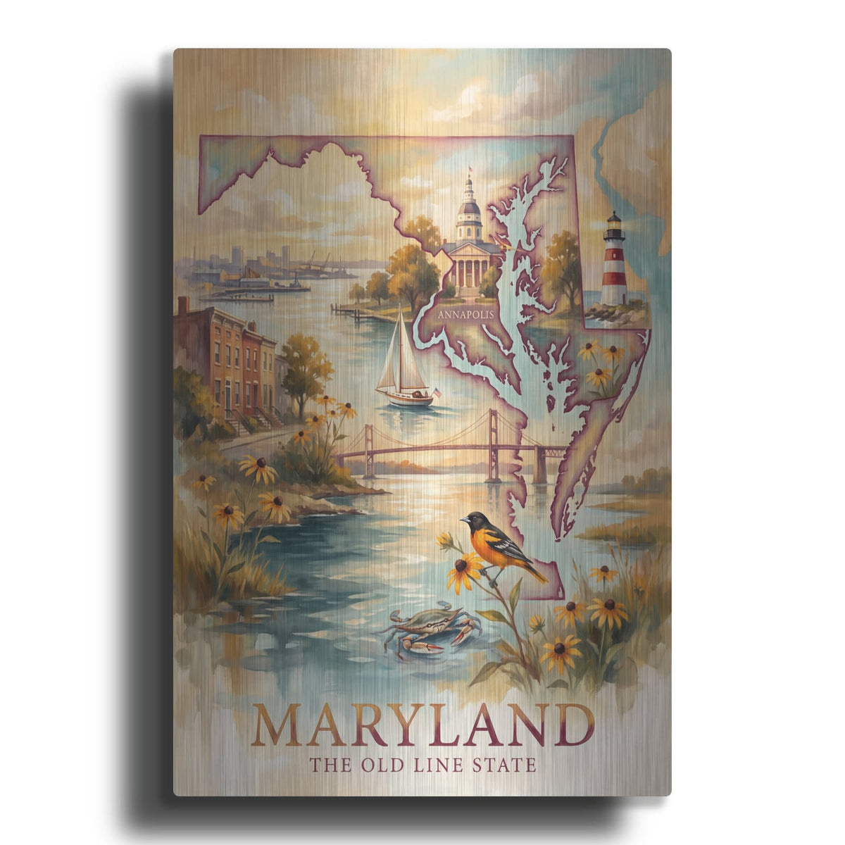 'Maryland The Old Line State I' by Veve – Metal Wall Art