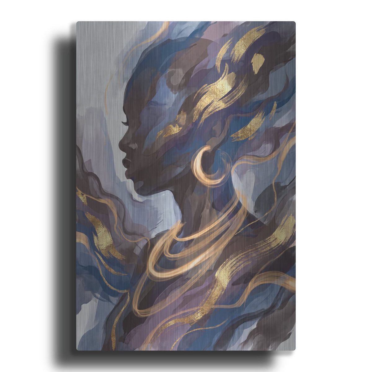'Melanin Queen Woman in Gold I' by Veve – Metal Wall Art