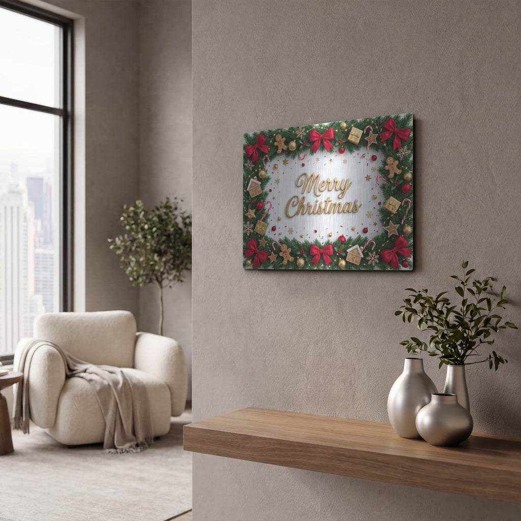 'Merry Christmas II' by Veve – Metal Wall Art, 16x12 room view