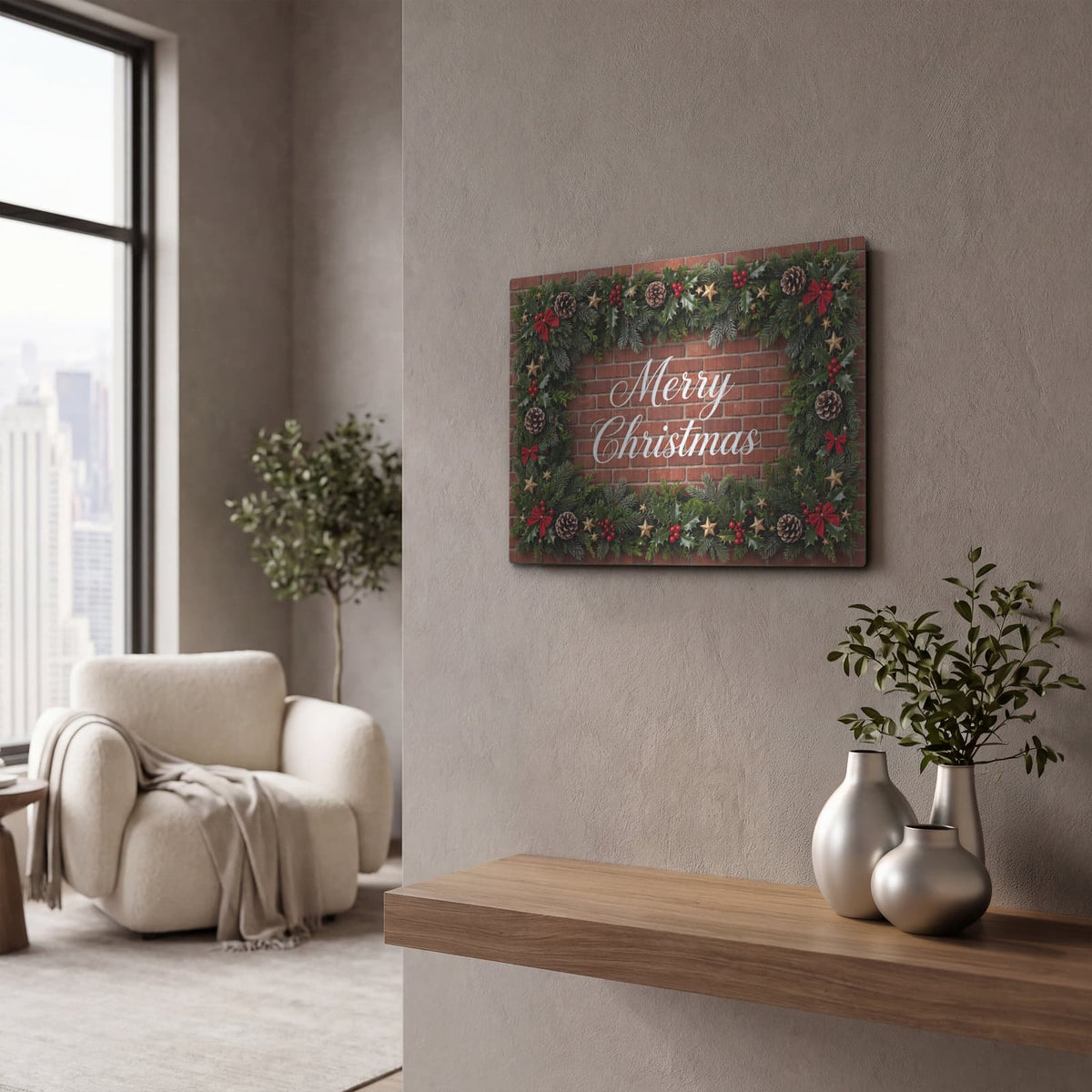 'Merry Christmas V' by Veve – Metal Wall Art, 16x12 room view