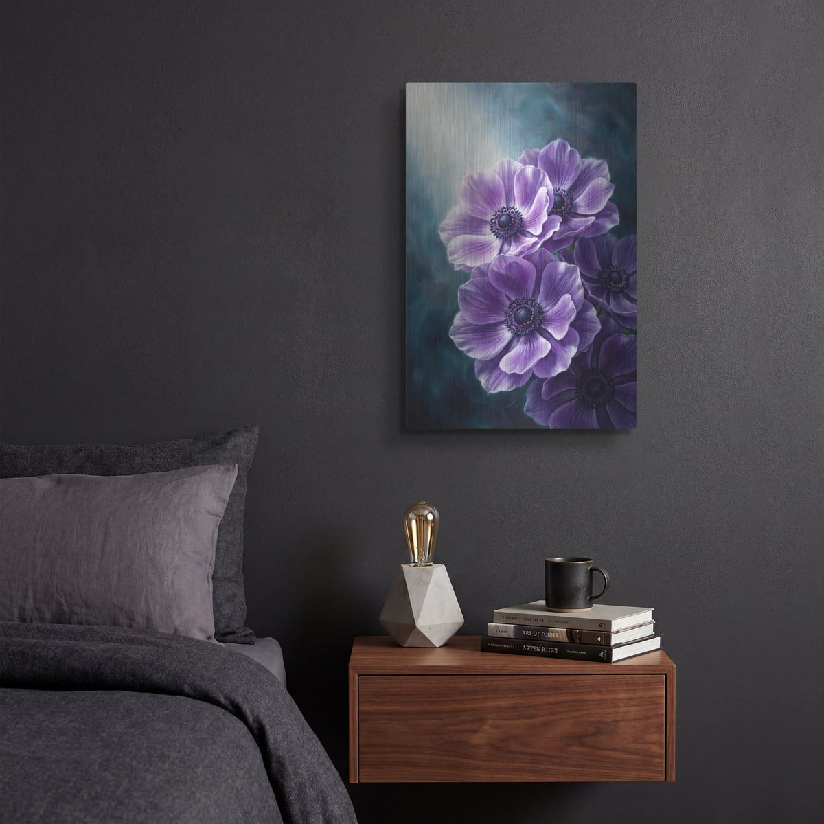 'Midnight Anemone' by Veve – Metal Wall Art, 12x16 room view