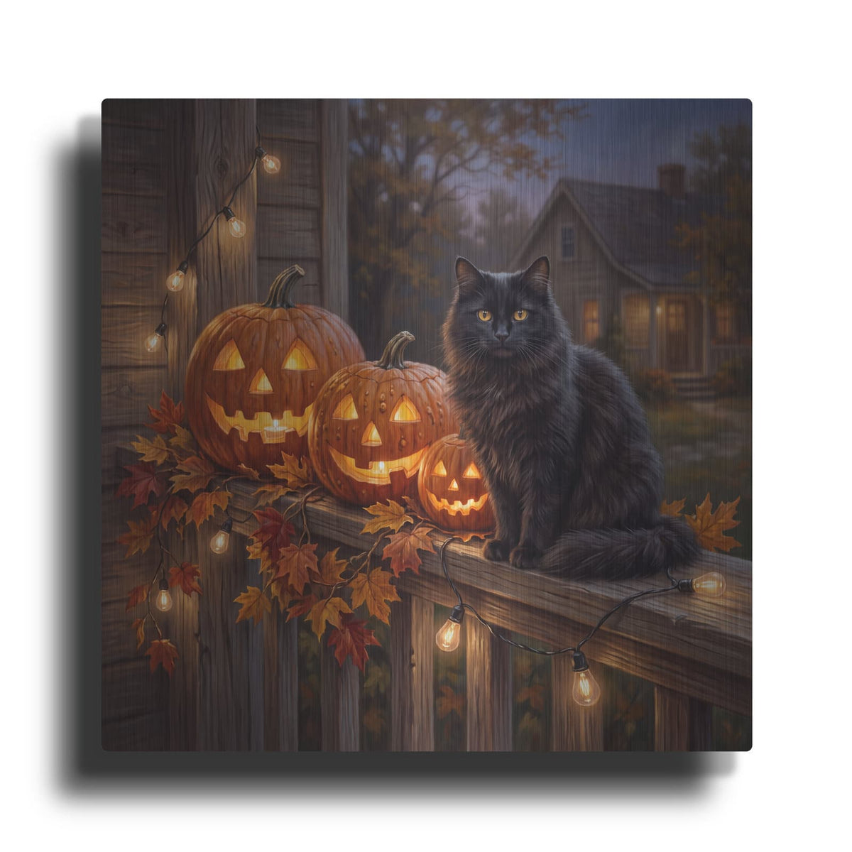 'Midnight Pumpkin Porch' by Veve – Metal Wall Art