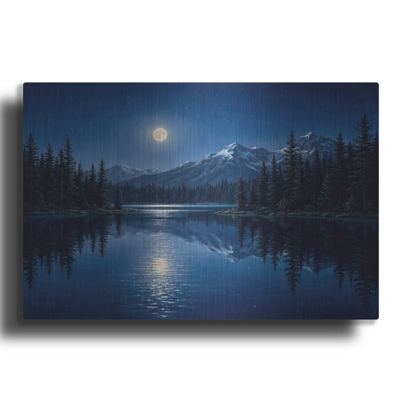 'Moonlit Lake' by Veve – Metal Wall Art