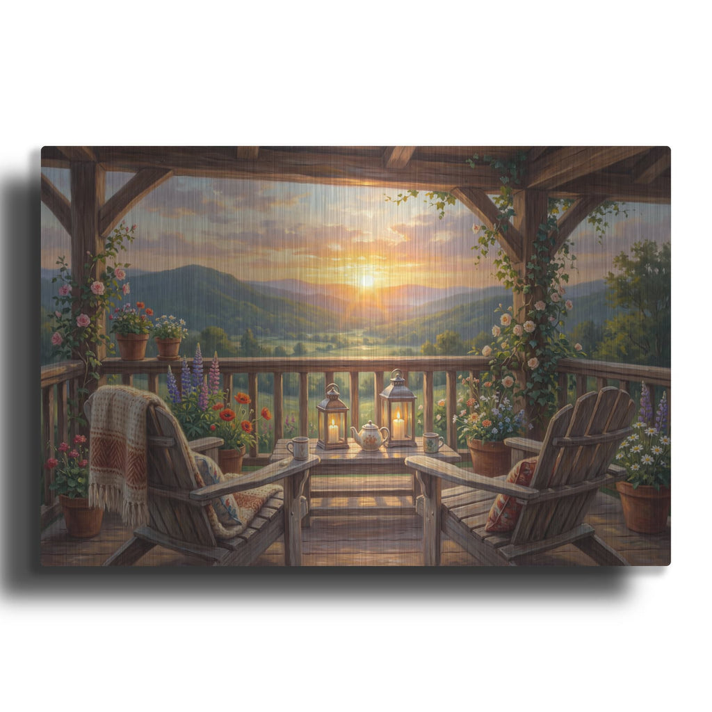 'Mountain Sunset' by Veve – Metal Wall Art