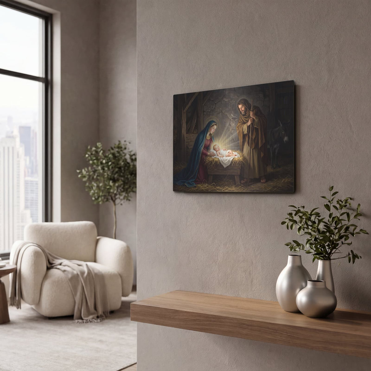 'Nativity Holy Family' by Veve – Metal Wall Art, 16x12 room view
