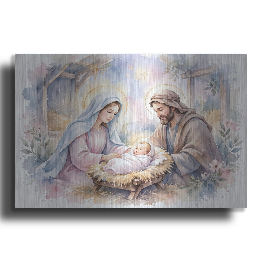 'Nativity Watercolor' by Veve – Metal Wall Art