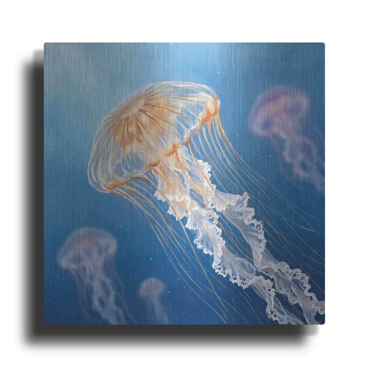 'Night Lights Golden Jellyfish' by Veve – Metal Wall Art