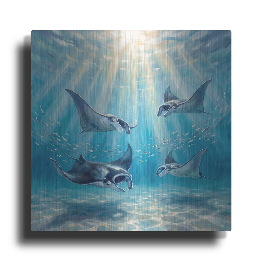 'Ocean Angels Dance of the Manta' by Veve – Metal Wall Art